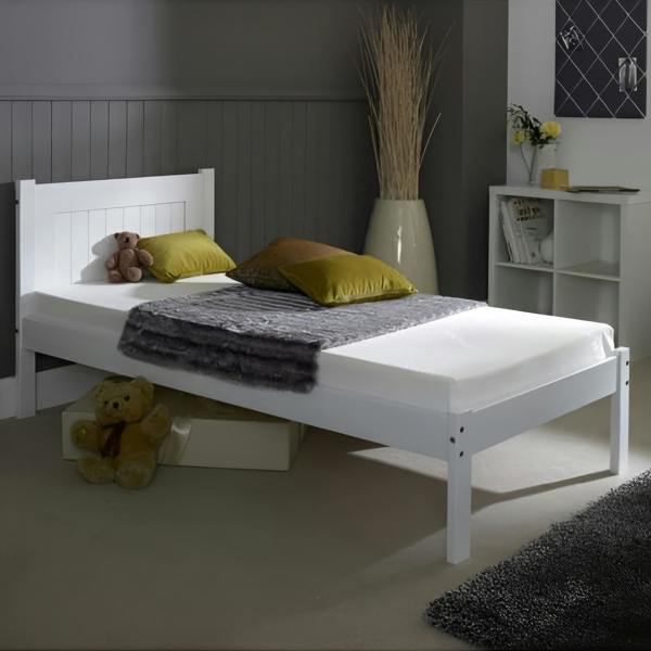 Mission TM Clifton Solid Pine Bed Frame, Panelled Headboard, White, 4 Sizes