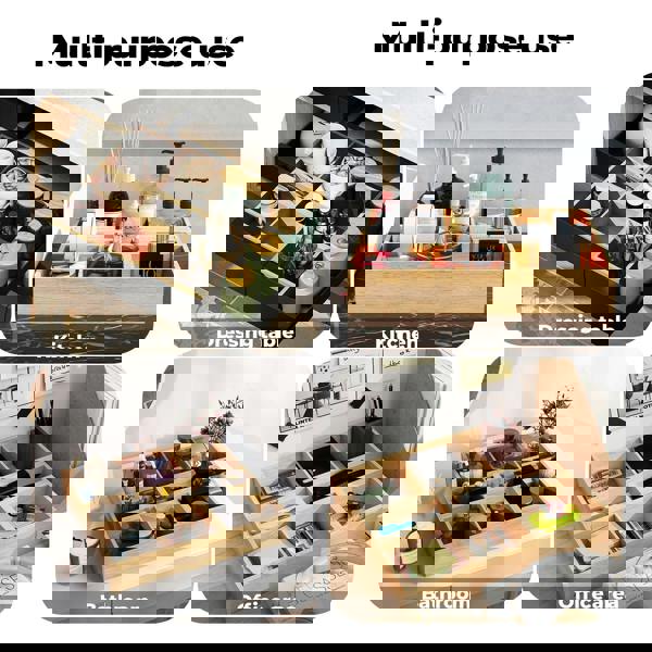 Toque Bamboo Expandable Kitchen Drawer Organiser 3-5 Slot Waterproof Storage