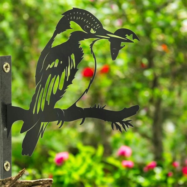 EDH Door Hardware Metal Kingfisher Tree Silhouette – 18cm x 28cm | Rustic Outdoor & Indoor Wall Art for Garden, Fence, or Home Décor
