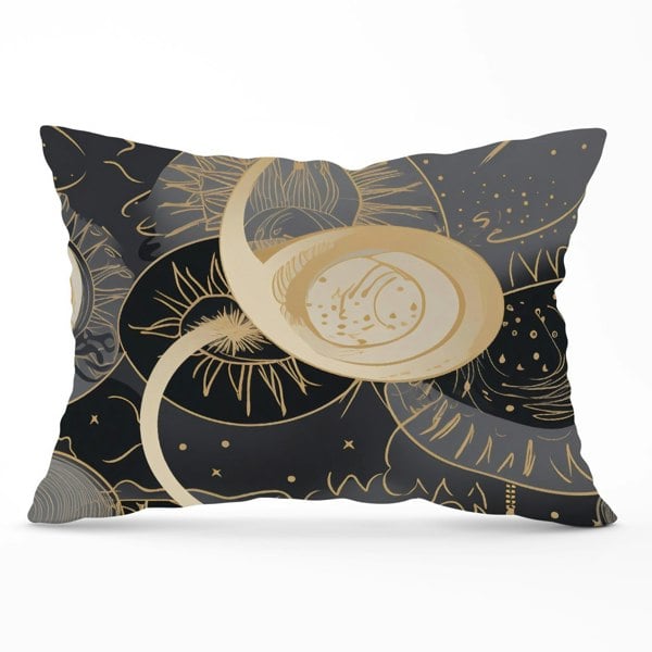 Warren Reed Abstract Silver Gold Sun and Moon Cushions