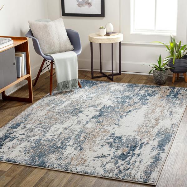 Livabliss Allegro-Abstract Blue Bleige Grey Modern Marble Rug