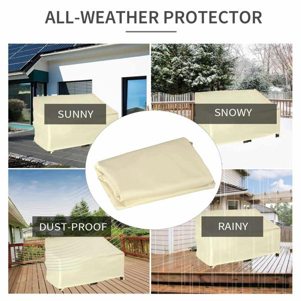 Beige outdoor sofa cover with weatherproof, all-season style design