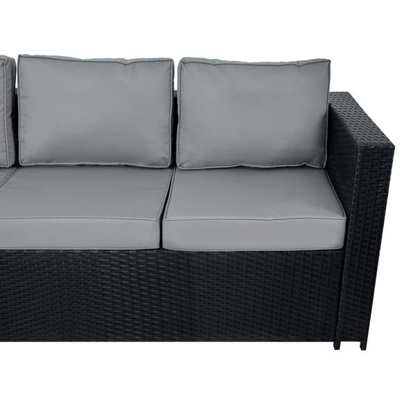 Monstershop 11 Seater Rattan Furniture Set With Firepit – Black