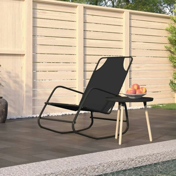 Berkfield Rocking Sun Lounger Black Steel and Textilene