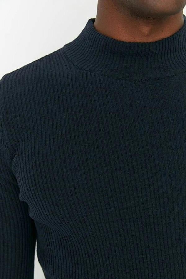 WOVCOR Half Turtleneck Ribbed Knit Men's Sweater