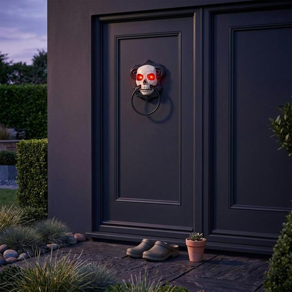 Garden Greatness Spooky Motion Activated Skull Door Knocker