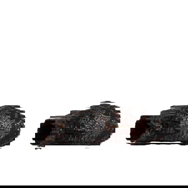 Embassy London Didi Wool - Black & Burgundy - Women's leather lace-up and zip-up round toe combat boot