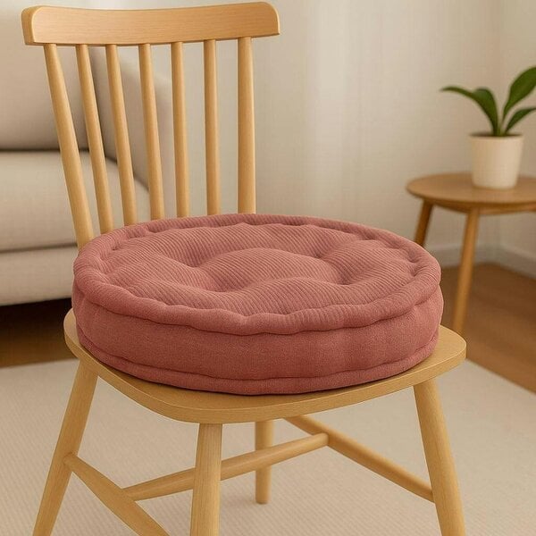 Night Zone Round Fleece Booster Seat Pad 10cm Thick – Soft Chair Cushion for Extra Height - Blush Pink