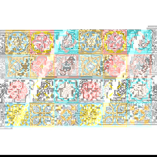 WT1521 Malia Colourful Tiles Mix Wall Stickers - 15 cm x 15 cm - 24 pcs.