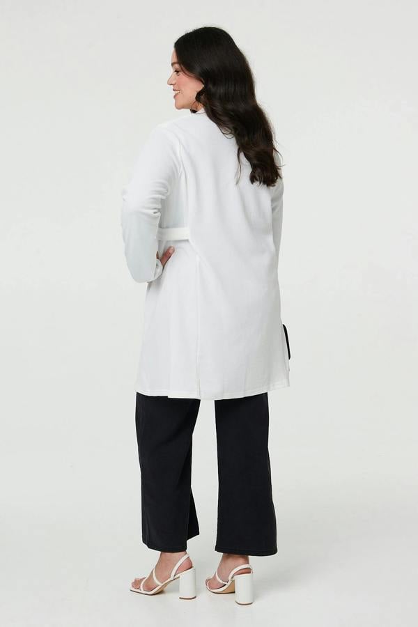 White | Curve Open Front Longline Knit Jacket