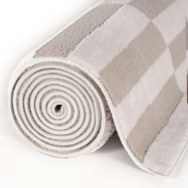 Loft Striped Beige Cream Rug, Simple Care, Fade-resistant.