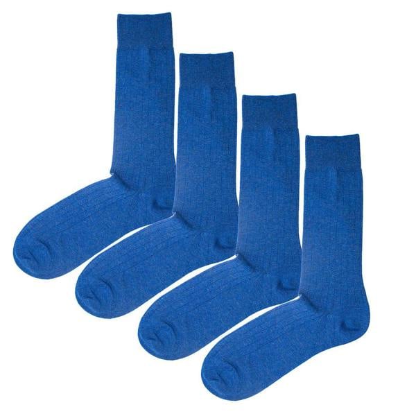 Jemsox 4 Pack - Premium Fine Ribbed Men’s Wedding & Formal Socks – Sweet Blue Melange