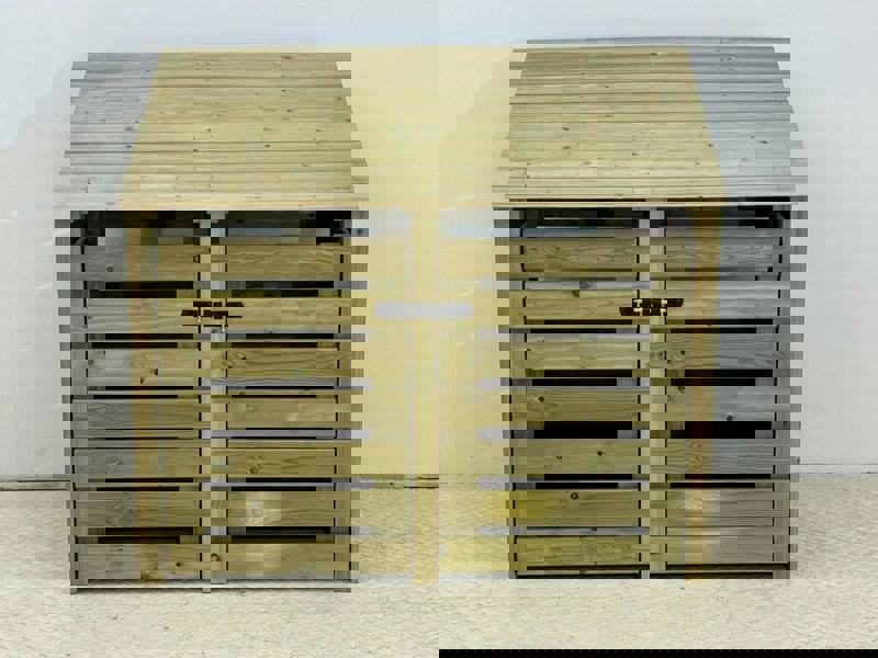 Arbor Garden Solutions Premium Slatted Wooden Log Store with Doors W-146cm, H-126cm or 180cm, D-88cm