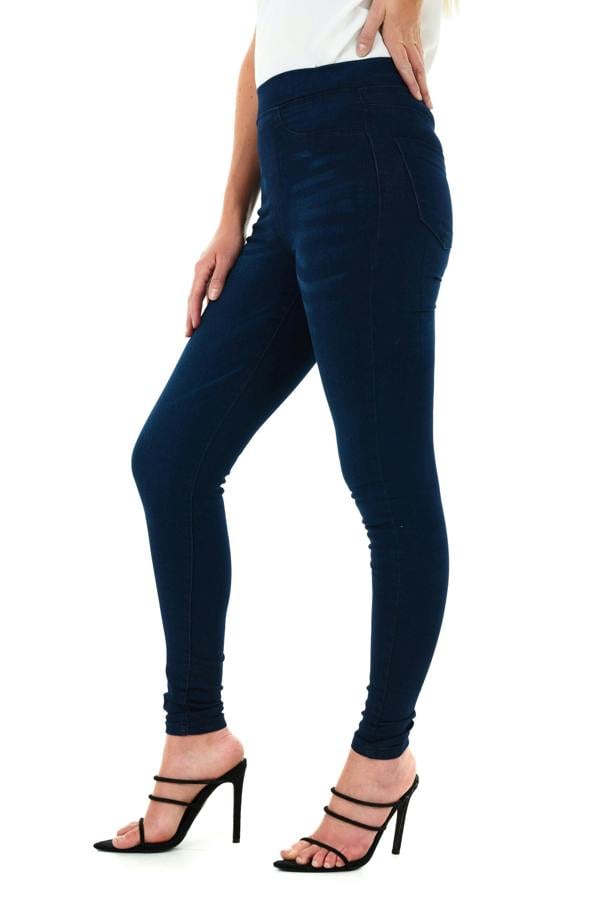 Smart Living Women's Stylish Skinny Fit Denim Jeggings with Pockets - Trendy & Comfy - Dark Wash