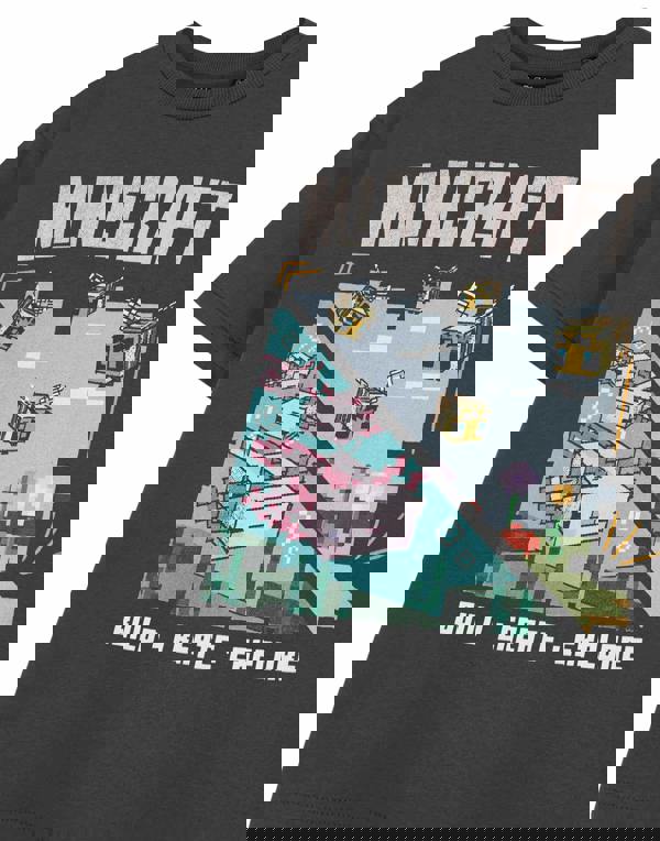 Minecraft Girls Grey Build Create Explore Short Sleeved T-Shirt