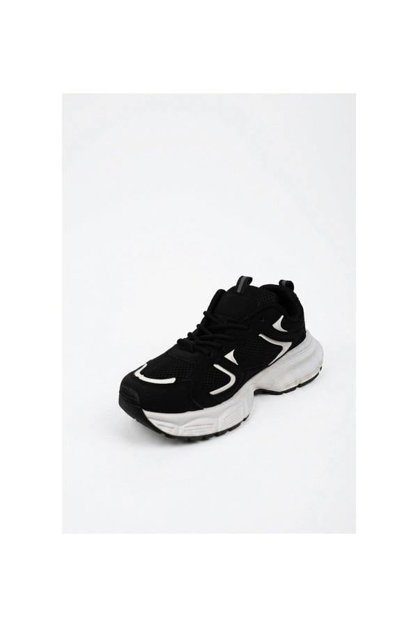 [brandflag] Harper Womens Chunky Sole Mesh Panel Trainers - JET BLACK