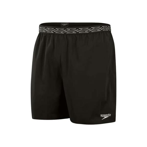 Black Speedo HyperBoom Band 16’’ watershorts with elastic logo waistband