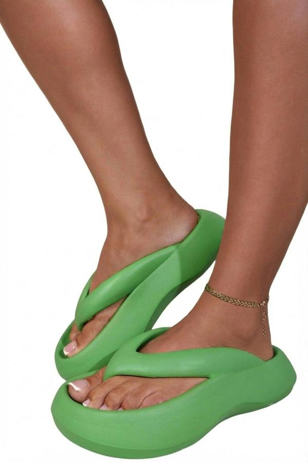 Cora Chunky Platform Flip-flops Sandals - Green_wb