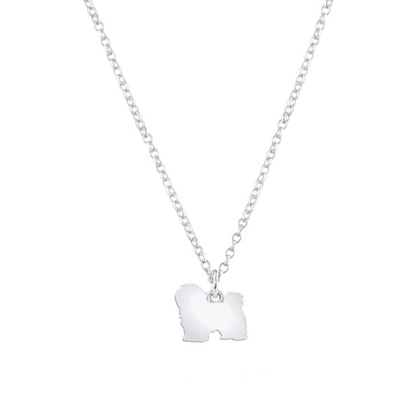 Coton De Tulear Silhouette Silver Necklace - Personalised - MYLEE London