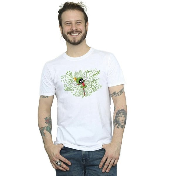 Looney Tunes Mens ACME Doodles Marvin Martian T-Shirt - White