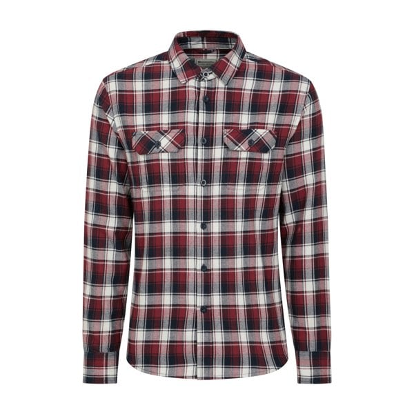 Mountain Warehouse Mens Trace Flannel Long-Sleeved Shirt - Burgundy