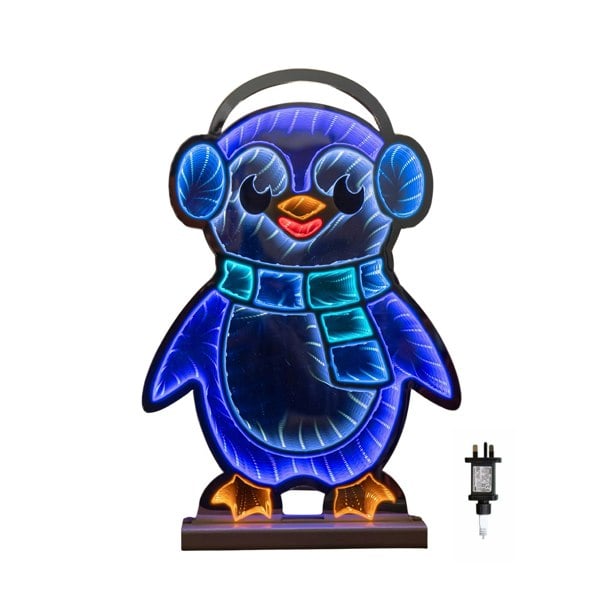 Samuel Alexander 40cm Light up Penguin Infinity Christmas Decoration with Blue and White LEDs