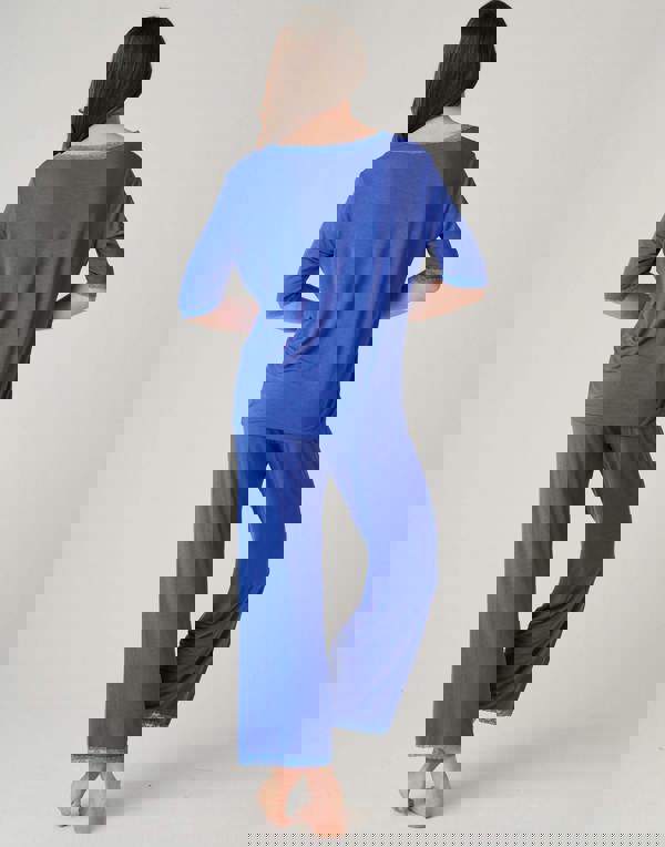 British Boxers Women's Bamboo Lace Pyjama Set – Ultra Blue