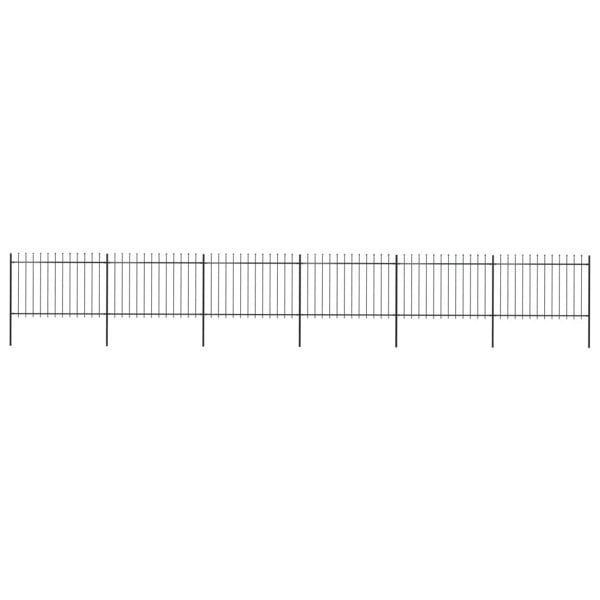 Berkfield Garden Fence with Spear Top Steel 10.2x1.2 m Black