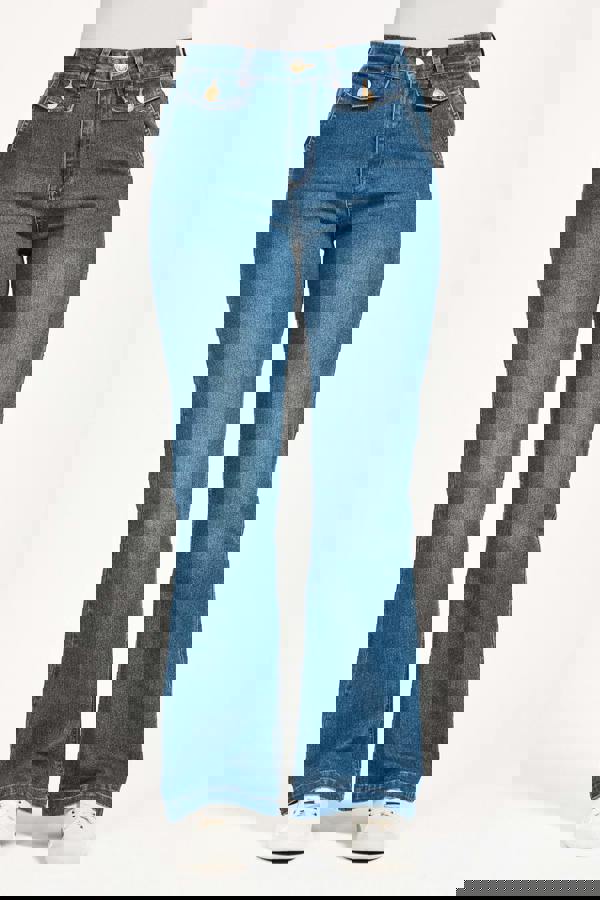 Mudflower Mid-Blue Denim Wash Bootcut Jeans