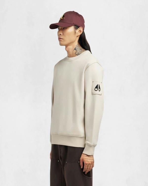 Moose Knuckles Hartsfield Mens Crew Neck Sweatshirt - Alabaster 1705