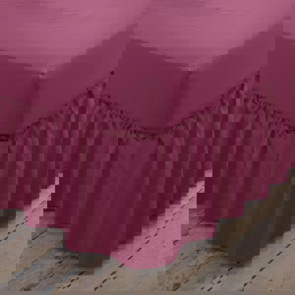 Martex Charlotte Thomas Poetry Plain Dye Polycotton Single Platform Valance Sheet Frilled - Aubergine - 90 x 190cm