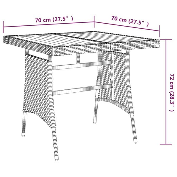 Berkfield Garden Table Black 70x70x72 cm Poly Rattan & Solid Acacia Wood