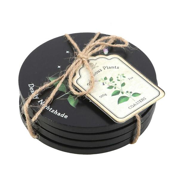 MidOcean Poisonous Plants Coaster Set - Black - 