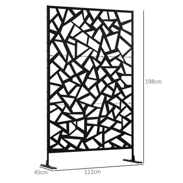 Freestanding Garden Partition Screen Metal Decorative with Expansion Screws, Black