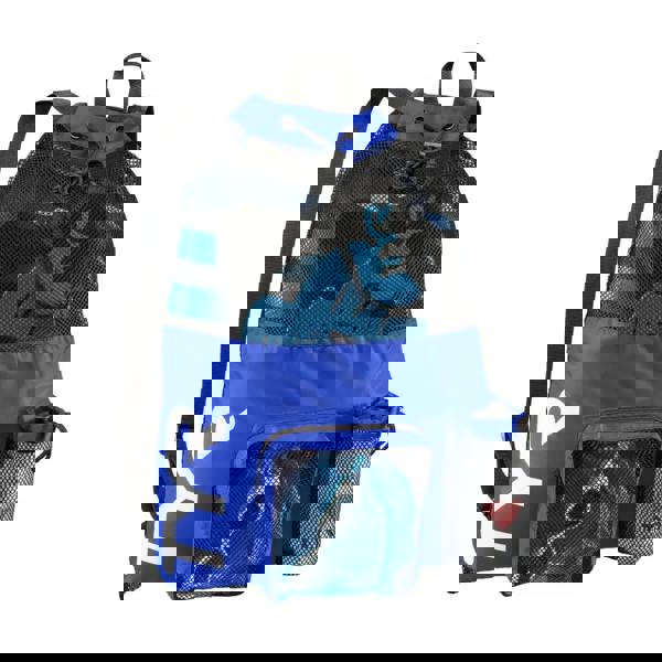 TYR Big Mesh Mummy Backpack with blue mesh and black accents