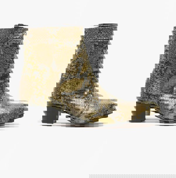 Club Cubano EMMANUEL Mens Snakeprint Leather Cuban Heel Boots Musgo