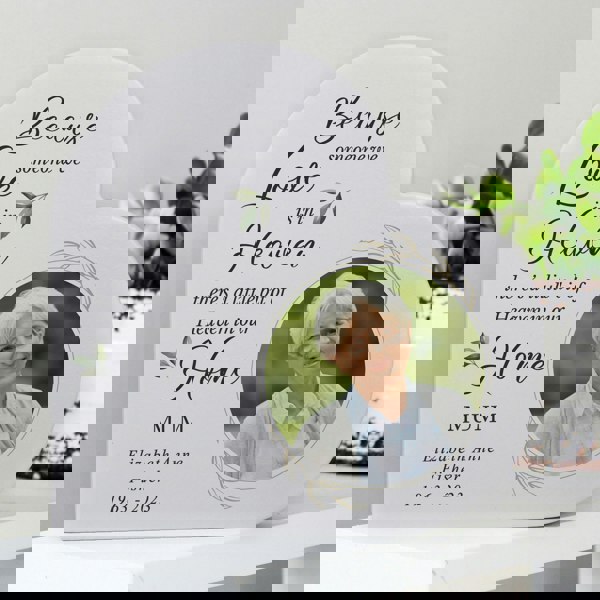 Personalised Memento Company Personalised Botanical Memorial Photo Upload Free Standing Heart Ornament