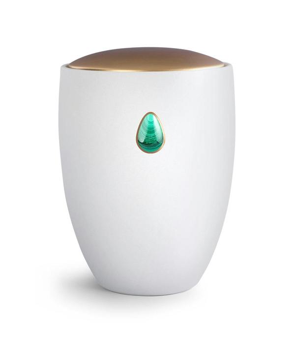Memorials Direct Ceramic Power Stone Urn (White, Malachite) - Adult