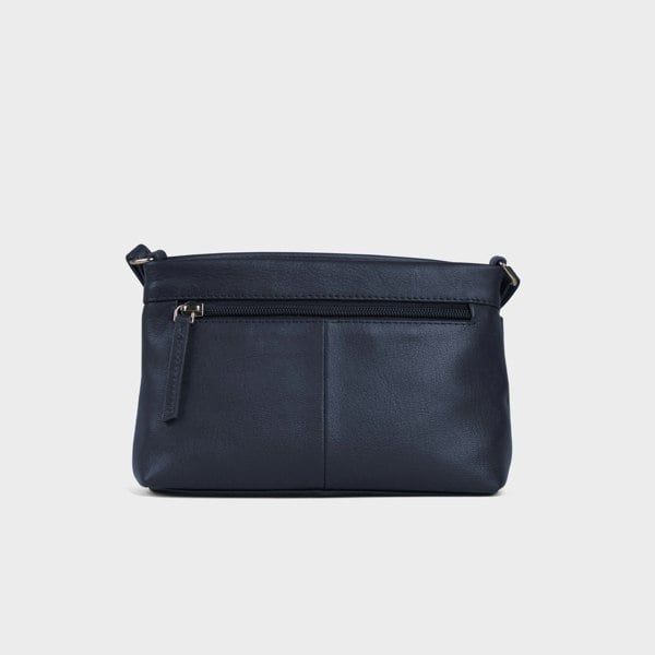 Assots London 'SANDRA' Navy Soft Nappa Full Grain Real Leather Crossbody Bag