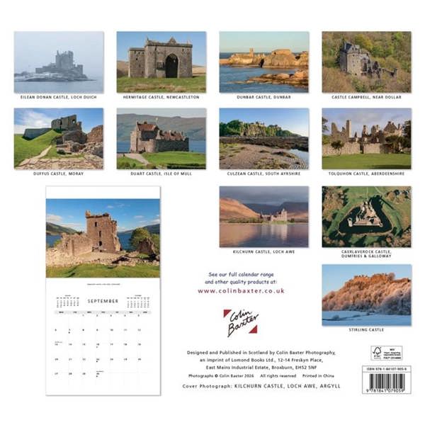 Colin Baxter, Scottish Castles Calendar 2027, Wall Calendars, Month To View, Travel, Gift