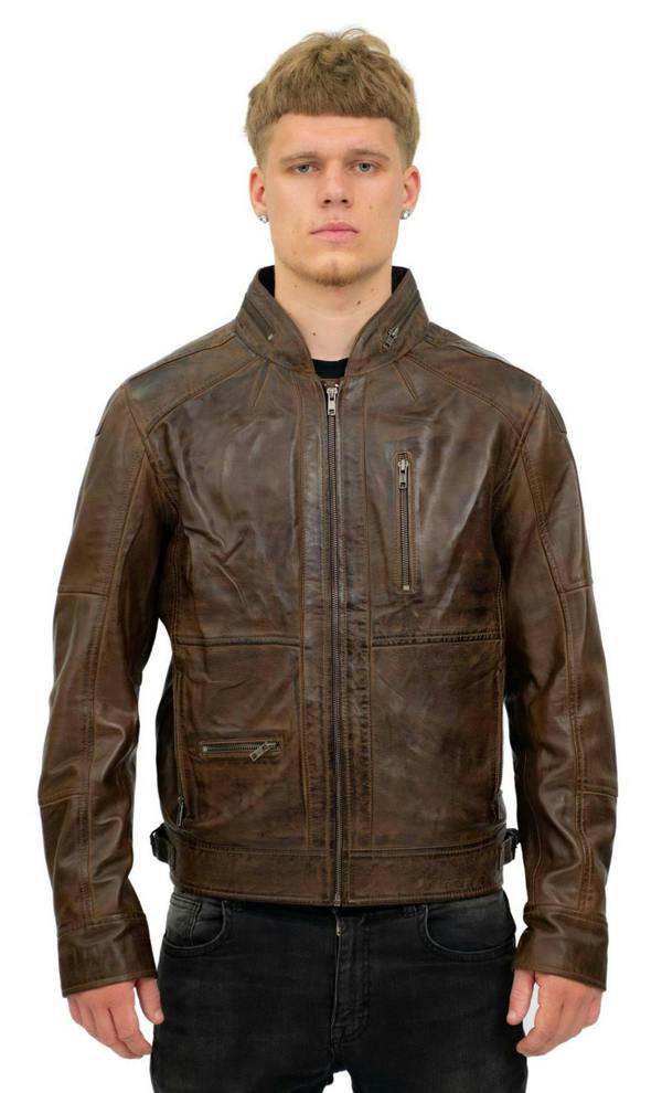 Infinity Leather Mens Retro Biker Leather Jacket-Sydney