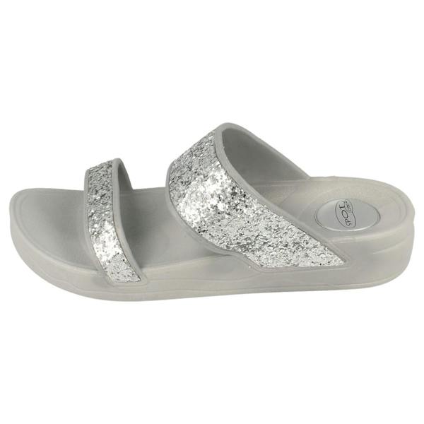 Spot On Ladies Spot On Mid Wedge Glitter 2 Bar Mule
