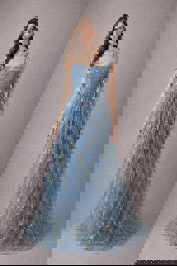 UK Flower Girl Boutique Enchanted Lalla Dress - Dusty Blue