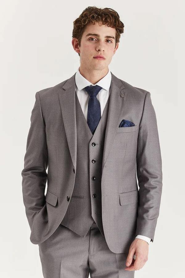 Infinity Leather Men’s Grey Tailored Suit Blazer Formal Jacket