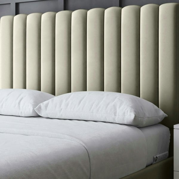 DS Living Evangeline Divan Bed with Upholstered Headboard - Beige - Single / 3ft