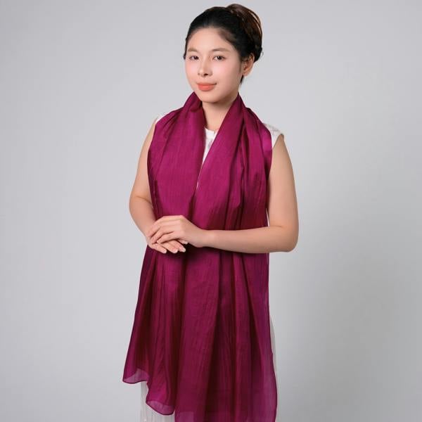 Plum Magenta Silk Scarf – Hand-Dyed Mulberry Silk, Evening & Eid Wrap