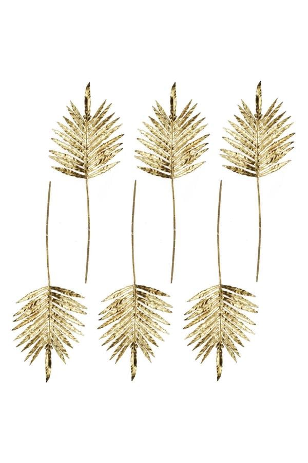 Dyzi Pack Of 6 Gold Artificial Monstera Cheese Plant Leaves