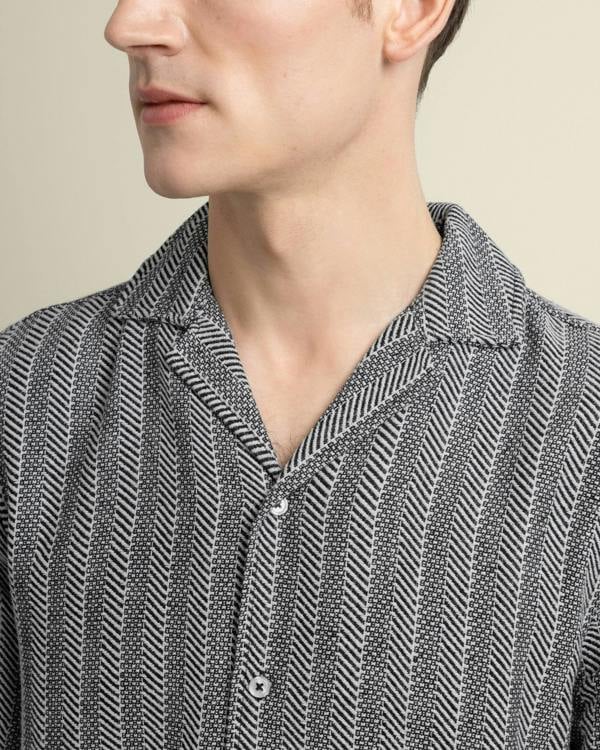 Larsson & Co Frans - Twill Jacquard Stripe Short Sleeve Shirt