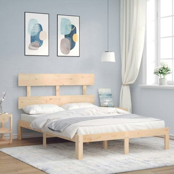 Berkfield Bed Frame with Headboard 140x200 cm Solid Wood