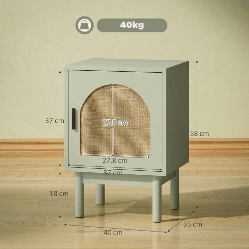 Wyld Haus Yotomo Sake Light Green Rattan Bedside Table With Natural Woven Detail